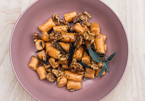 Sweet Potato Gnocchi with Sage & Walnuts